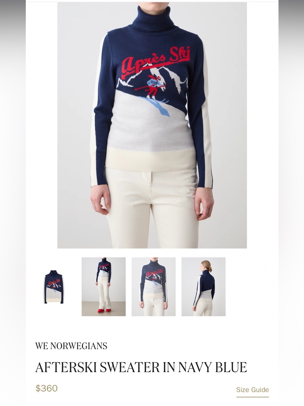 NWOT We Norwegians Navy and Cream 'Après Ski' Turtleneck Sweater